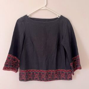 FARM Rio Black Top with Red Embroidery